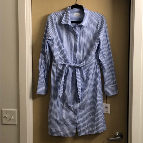 calvin klein tie front shirt dress